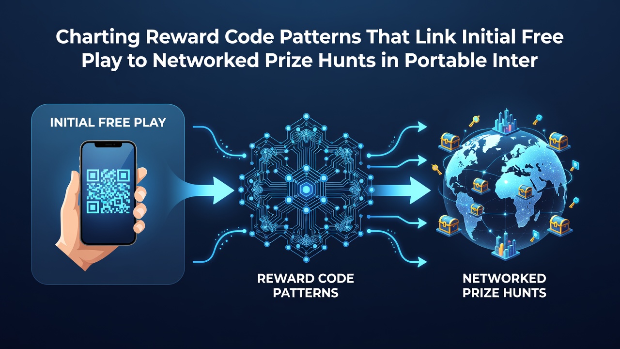Network diagram illustrating how reward codes connect free play stages to progressive jackpot systems on mobile devices