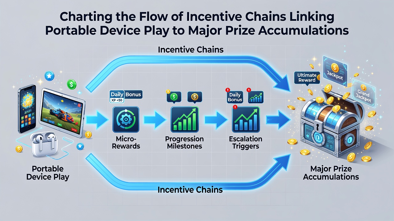 Flow diagram depicting mobile spins converting into progressive jackpot contributions and ascending through VIP membership tiers