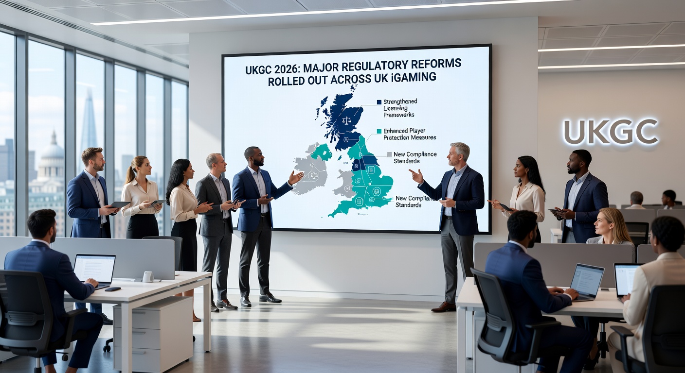 Graph showing tiered stake limits on slots with age demographics, alongside compliance checklists for UK operators