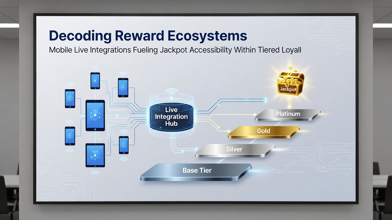 Illustration of tiered loyalty structure with mobile live jackpot pathways connecting different player levels