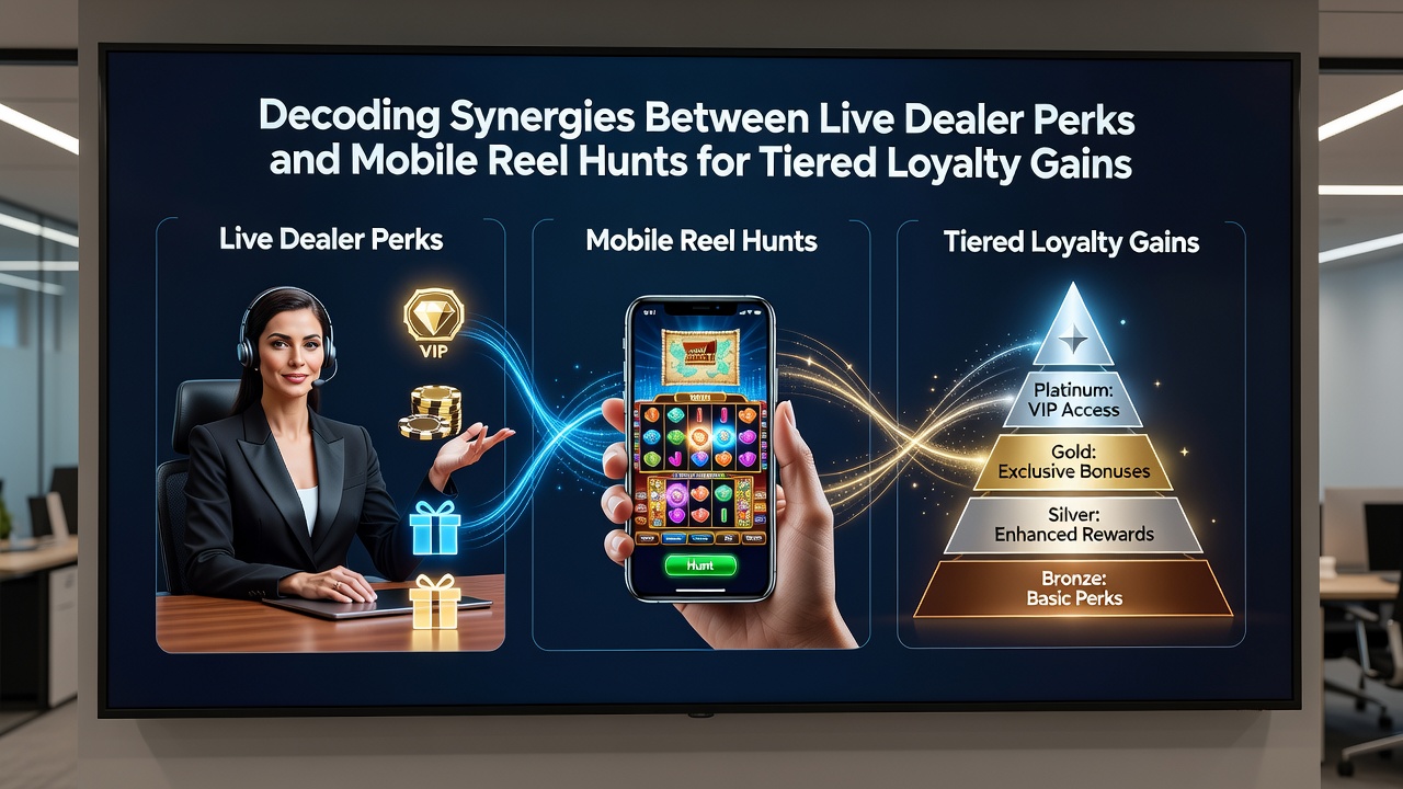 Mobile device displaying synced loyalty tiers between live dealer and slot game interfaces