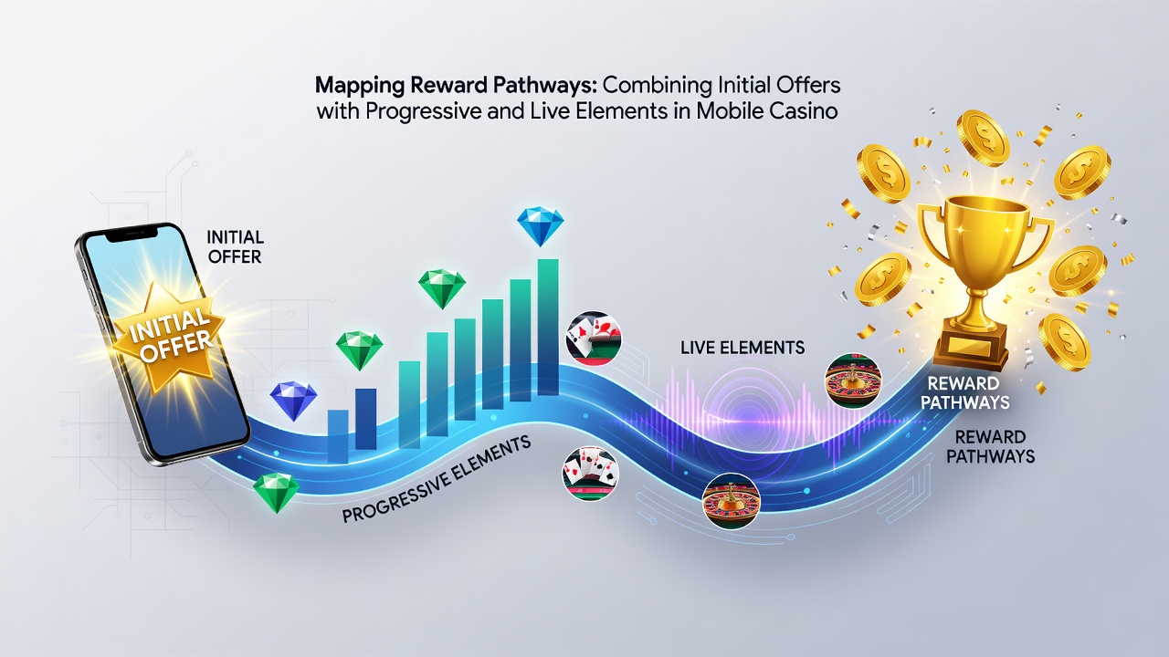 Live dealer table interface on mobile device merged with progressive jackpot indicators and active bonus tracking