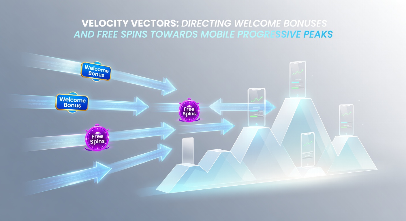 Dynamic graphic showing arrows representing velocity vectors guiding bonus spins toward glowing progressive jackpot peaks on a mobile screen